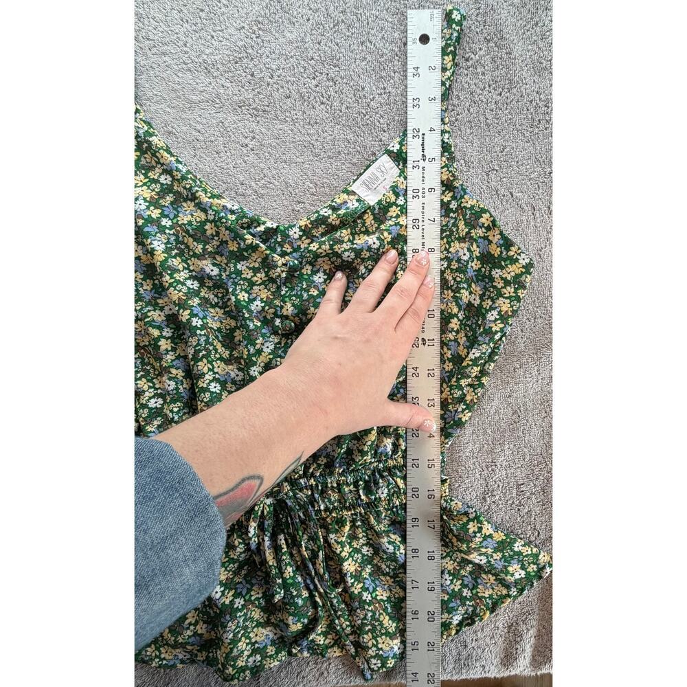 Sienna Sky Green Floral Peplum Tank Top Cropped Spring Summer Night Out - Picture 7 of 7